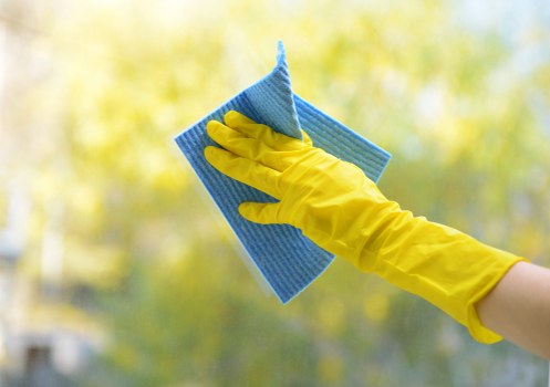 Technician using carpet cleaning equipment