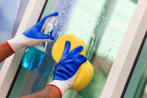 Office cleaning supplies used for desks, floors, and restrooms