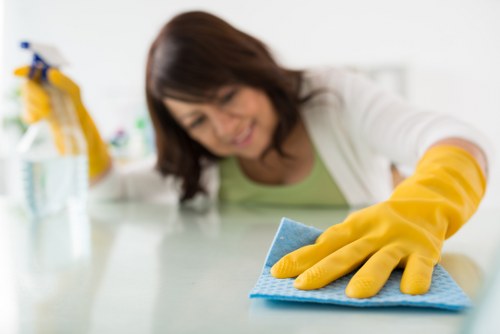Bathroom sanitizing during move in cleaning in service